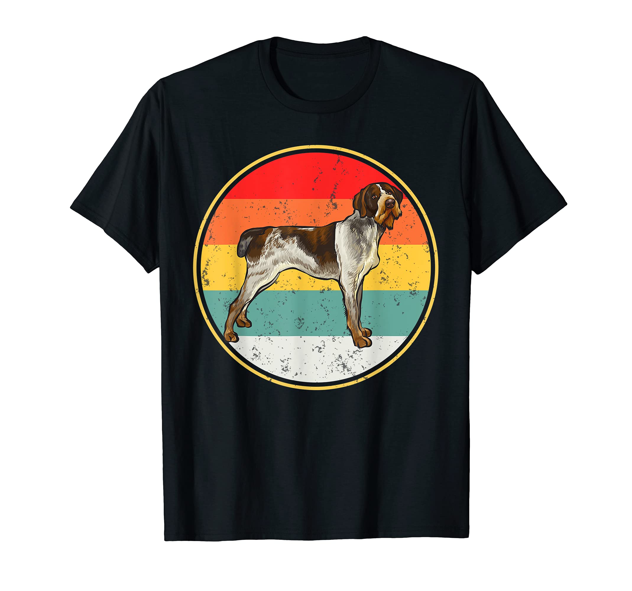 Vintage Retro Sunset German Wirehaired Pointer Dog T-Shirt