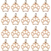 PATIKIL Dog Paw Print Charms 3mm, 20 Pcs Cat Dog Paw Pendant Cute Hollow Pet Animal Footprint Pendants Keychain Charm for DIY Jewelry Making Necklace Bracelet, Rose Gold