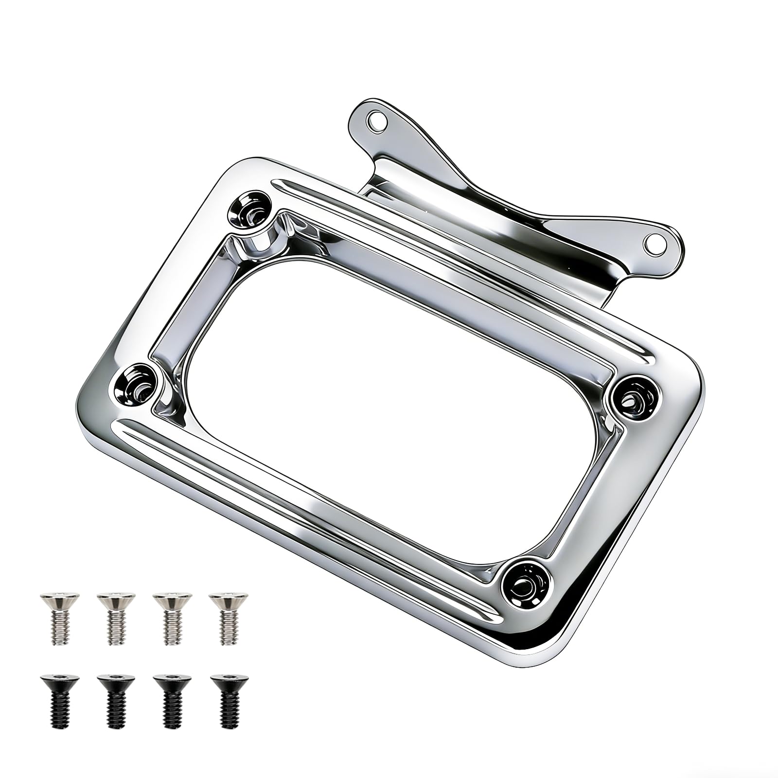 Photo 1 of 3157 Curved License Plate Holder Frame Fits for 2010-2025 Harley Davidson Touring Street Glide Electra Glide Road Glide Road King Curved License Plate Mount | Chrome