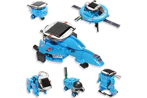 FLECHOZO 6-in-1 STEM Solar Robot Kit, Solar Robot Space Toys Building Science Kits, Educatoinal Learning Science Building Toys DIY Educational Science Kits Gift for Kids Ages 8-12(Blue)