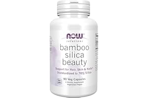NOW Foods Solutions, Bamboo Silica Beauty, Support for Hair, Skin & Nails, Standardized to 70% Silica, 90 Veg Capsules