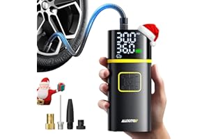 AUXITO Tire Inflator Portable Air Compressor - 150PSI Bike Pump 1Min Fast Inflate with Tire Pressure Gauge, LED Light & Car Accessories, Air Pump for Auto, Moto, Bike, Ball, Car Gifts for Men