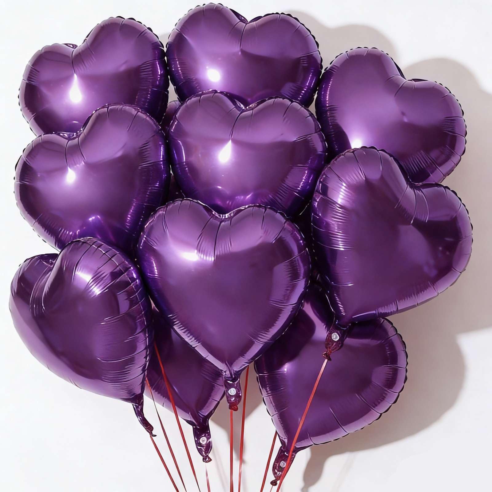 Photo 1 of 10Pcs Purple Foil Heart Shaped Balloons 18 Inch Mylar for Baby Shower, Wedding, Valentine Decorations - Love Party Decor