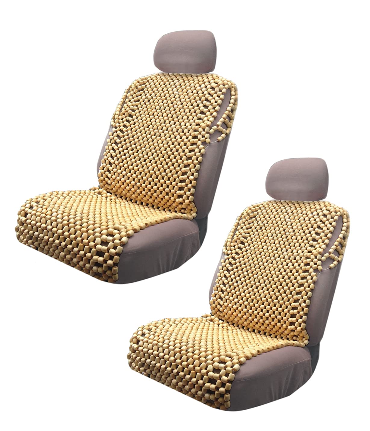 Photo 1 of VaygWay Beaded Seat Cushion Car Driver Seat Cover with Durable & Double Strung Natural Wood Beads- 2 Pc. Cooling Comfort Ventilated Massaging Support Cushion for Cars, Trucks