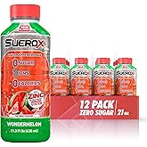 SueroX Sugar-Free Sports Drink for Hydration and Recovery, Electrolyte Hydration Drink with 8 Ions, Zero Calorie Sports Drinks, Wondermelon (Watermelon) flavor, 21.3 Fl Oz, 12 Count