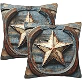 aipoase Western Metal Sign Throw Pillow Covers 18 X 18 Inch Set of 2 Pillow Cases Decoration Cushion Cover for Bedroom Living Room Sofa Outdoor
