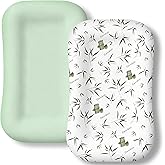 Baby Lounger Cover 2 Pack - Silky Soft Bamboo Viscose Infant Lounger Cover, Breathable & Moisture-Wicking Newborn Lounger Slipcover for Baby Boys Girls, Fits Azopesy& Most Loungers, Green