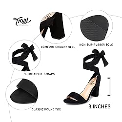 Trary Black Heels for Women, Black Strappy Heels