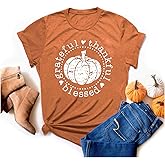 Grateful Thankful Blessed Thanksgiving Shirts for Women Short Sleeve Tops Tee