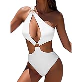Hilinker Womens Cut Out Sexy One Piece Swimsuit Monokini One Shoulder Tummy Control Bathing Suits