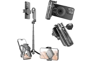 Esimen Magnetic Mini Selfie Stick for iPhone/Android -Portable Pocket Tripod with Detachable Remote, 2-in-1 Magnetic Suction & Clip Phone Tripod for Photos/Live Streaming/Videos, Hands-Free Stability