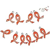 Ribbon Charms For Jewelry Making, Orange Ribbon Kidney Cancer Awareness Charms Bulk, Gift For Beader, DIY Craft Supplies, 21x15mm, 10 pcs