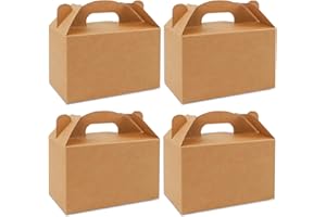 Moretoes 36 Pack Party Treat Boxes, 6 x 3.5 x 3.5 Inches Brown Gift Boxes with Handles, Kraft Party Favor Boxes for Keeping Candy, Cupcake, Cookies