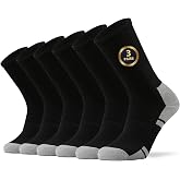 Ortis Cotton Cushion Crew Athletic Socks for Men Work Boot Sports Exercise | Moisture Wicking, Breathable, Durable, Arch Support, Anti blisters, Thick Terry, Full Cushion, Size L/XL 3/6 Pack, Thermal
