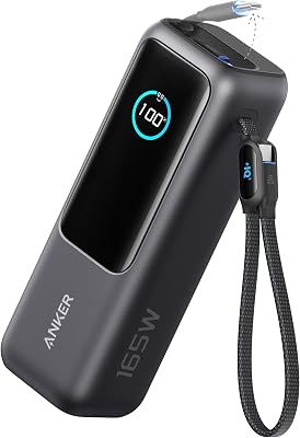 Banco de power laptop anker, carregador portátil de 25000mah com três portas usb-c 100w para carregar vários dispositivos, cabos integrados e retráteis, para iphone 16/15, macbook, samsung e muito mais.