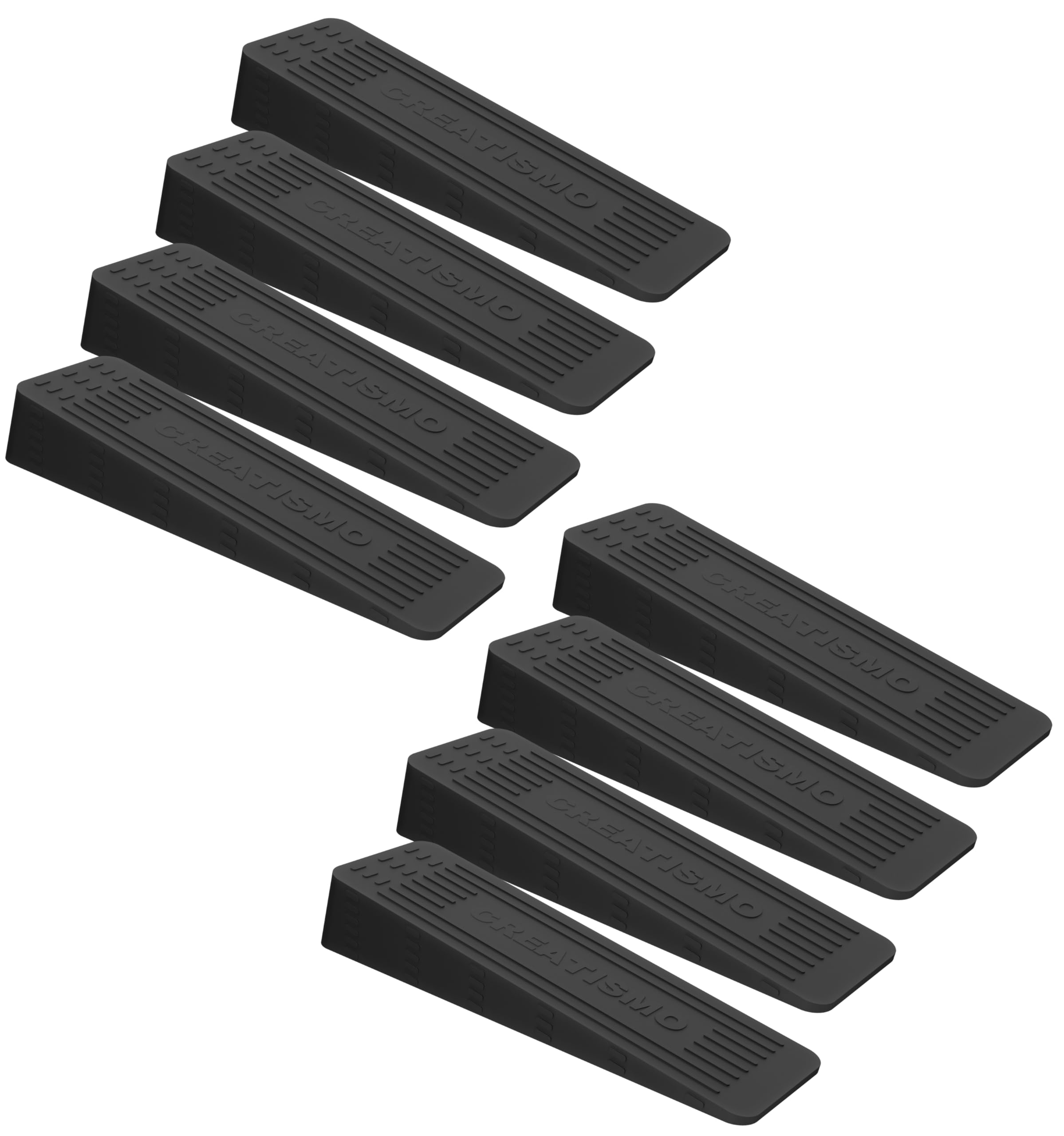 CREATISMO Pack of 8 Black Rubber Door Stoppers for Floors, Durable, Non-slip, Heavy Duty Rubber Door Wedges Indoor Rubber for All Floor Types and Rubber Door Stops, Anti-Accident Wedge