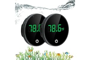 GuDoQi Aquarium Thermometer, 2Pack Rechargeable Fish Tank Thermometer, LED Touch Display, ℉/℃ Switchable, Accurate Stick-on T