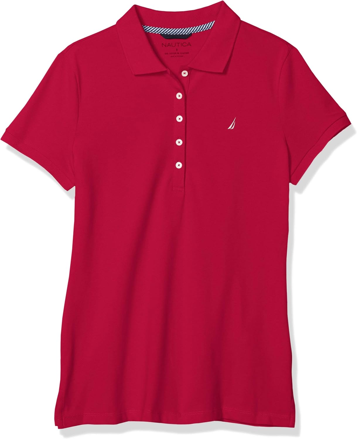 Nautica Women's 5-Button Short Sleeve Breathable 100% Cotton Polo Shirt at  Women’s Clothing store