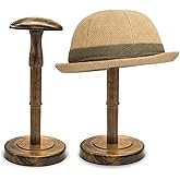 HAIBEIR Freestanding Hat Stand, Tabletop Hat Rack, Wood Display Stand Holder for Caps and Wigs (Antique Brown)(One Piece)
