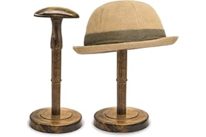 HAIBEIR Freestanding Hat Stand, Tabletop Hat Rack, Wood Display Stand Holder for Caps and Wigs (Antique Brown)(One Piece)