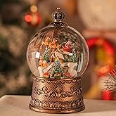 Snow Globe Christmas with Elk, Lighted Christmas Snow Globes with Timer, Swirling Musical Glittering Snowglobe Lantern for Decorations(SnowTrain Elk)