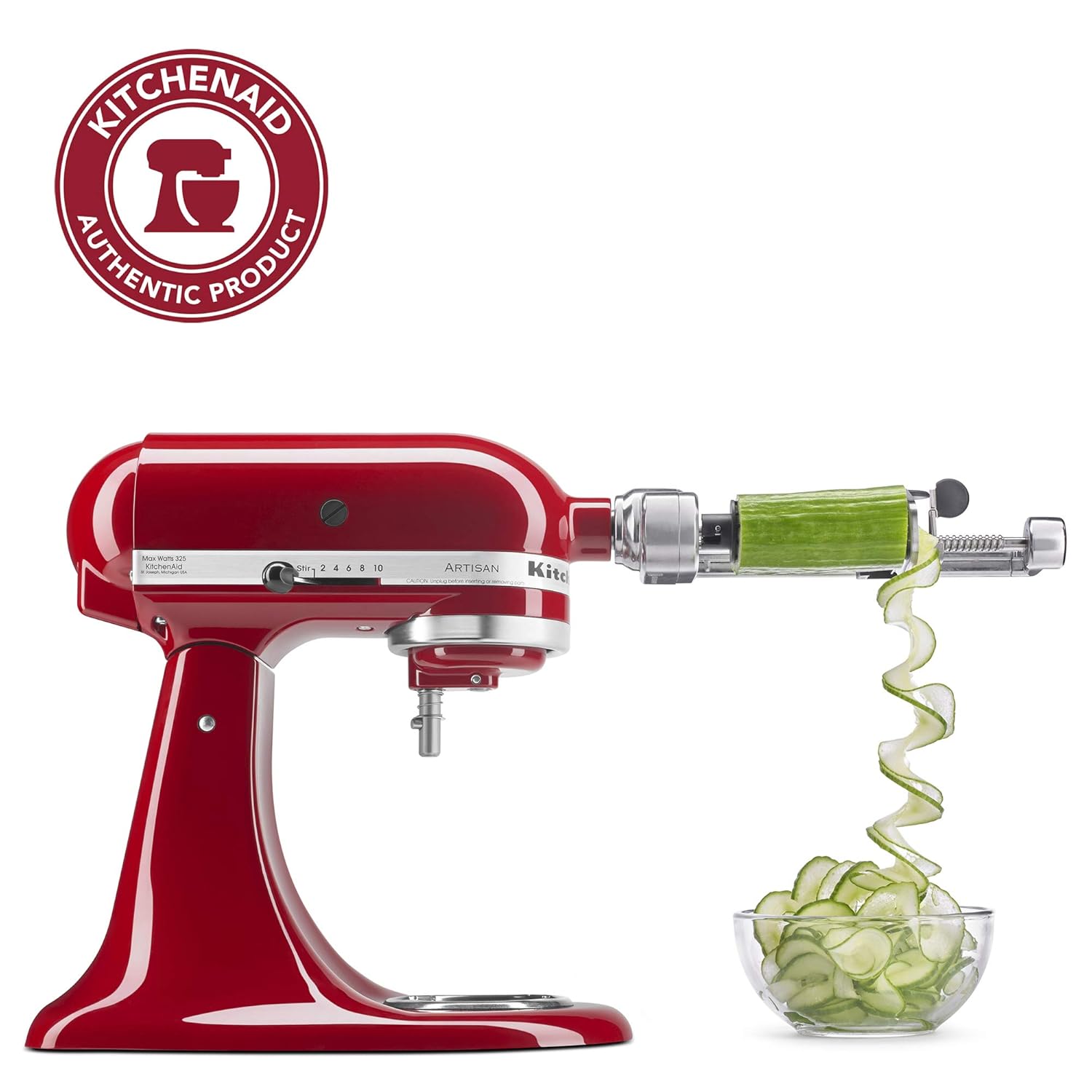 KitchenAid KSM2APC Spiralizer Plus Attachment with Peel, Core and Slice, Silver