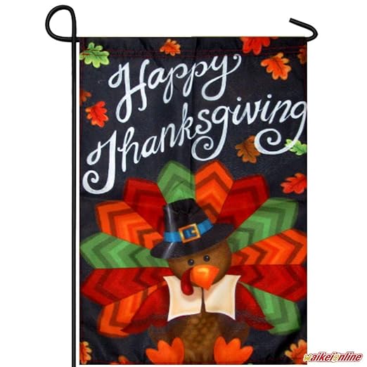 WAIKEI Colorful &quot;Happy Thanksgiving&quot; Pilgrim Happy Turkey Day Custom Decor Garden Flag