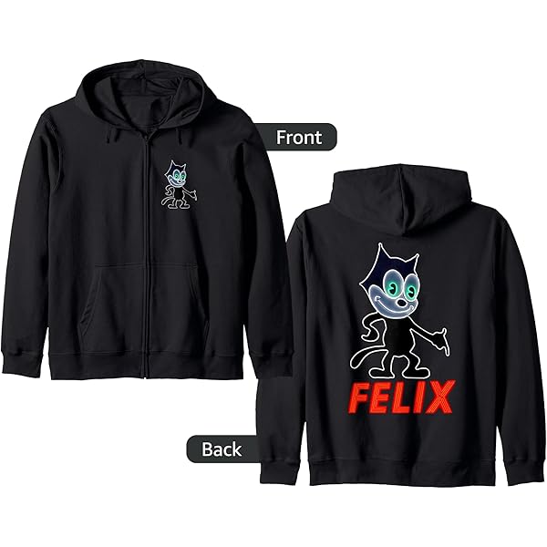 Amazon.com: Felix The Cat Glowing Zip Hoodie : Clothing, Shoes