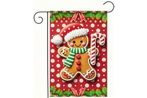 BlissYard Christmas Gingerbread Man Garden Flag 12x18 Double Sided Holiday Yard Flag Candy Cane Winter Garden Banner Outdoor Christmas Decorations Farmhouse Gingerbread Flag for Home Lawn Porch Decor