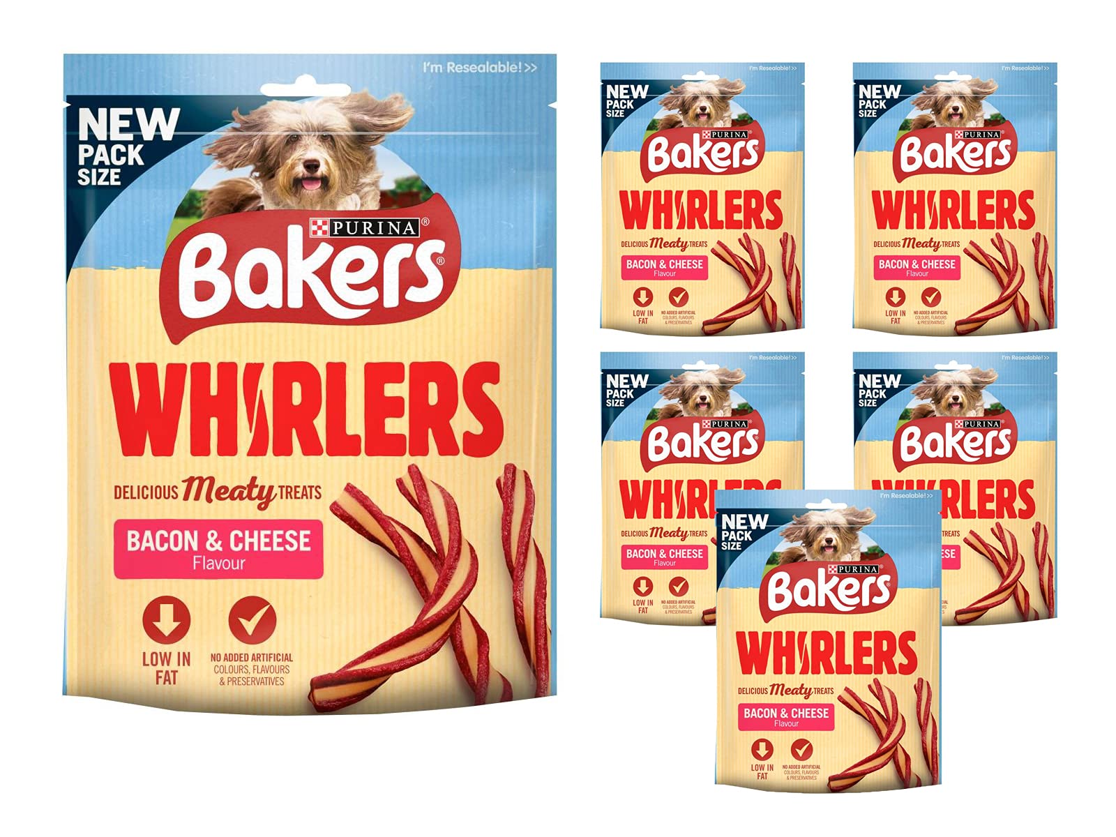 Bakers Whirlers Dog Treats Bacon and Cheese 130g - 6×130g