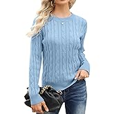 Esobo Women's Classic-fit Lightweight Cable Long Sleeve Mockneck Loose Casual Sweater Jumpers