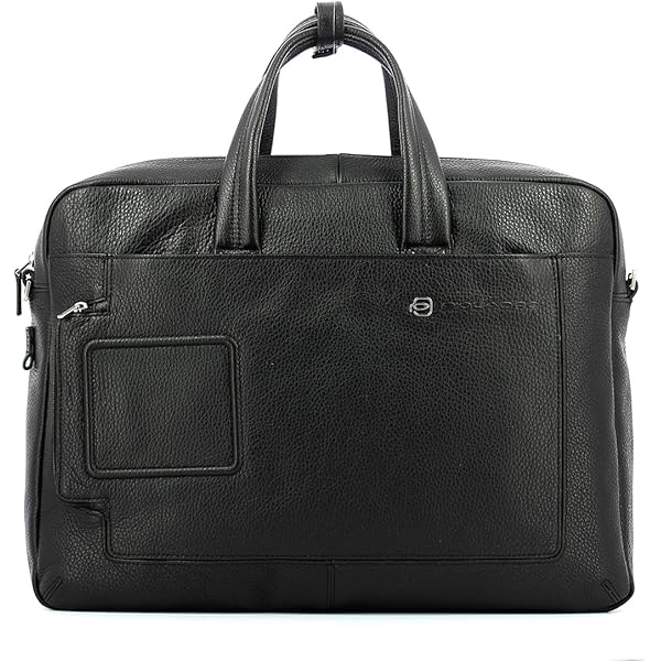 Pasta Executiva Piquadro Akron 30 - Couro Italiano A4 - Cartão Preto - Notebook 14''