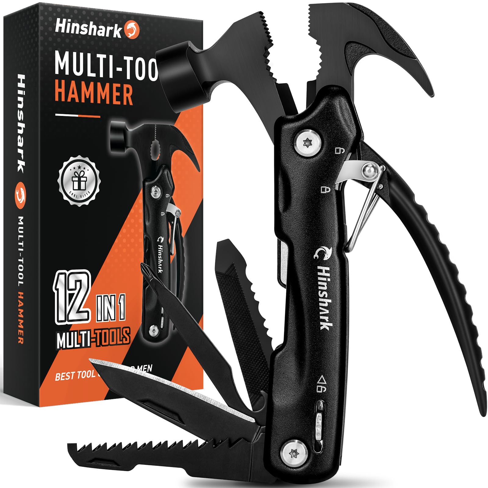 Hinshark Geschenke für Männer, 12 in 1 Multitool Camping Zubehör, Männergeschenke, Ostergeschenke Geburtstagsgeschenk Lustige Gadgets Ostern Geschenke für Erwachsene Männer Papa, Vatertagsgeschenk