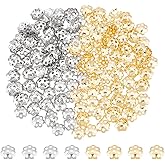 UNICRAFTALE 240pcs Stainless Steel Spacer Bead Caps - 2 Colors Flower End Cap Spacers, Golden Metal Beads for Jewelry Making, Bracelet, Necklace - 6mm Diameter