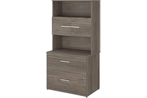 Bush Business Furniture Office 500 2 Drawer Lateral File Cabinet with Hutch, 36W, Modern Hickory