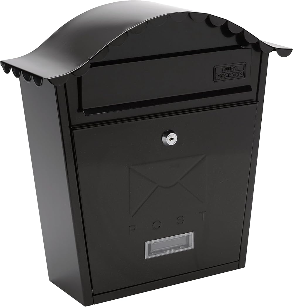 Burg-Wächter MB01BK Black Classic Wall Mounted Mailbox 36x37x13cm