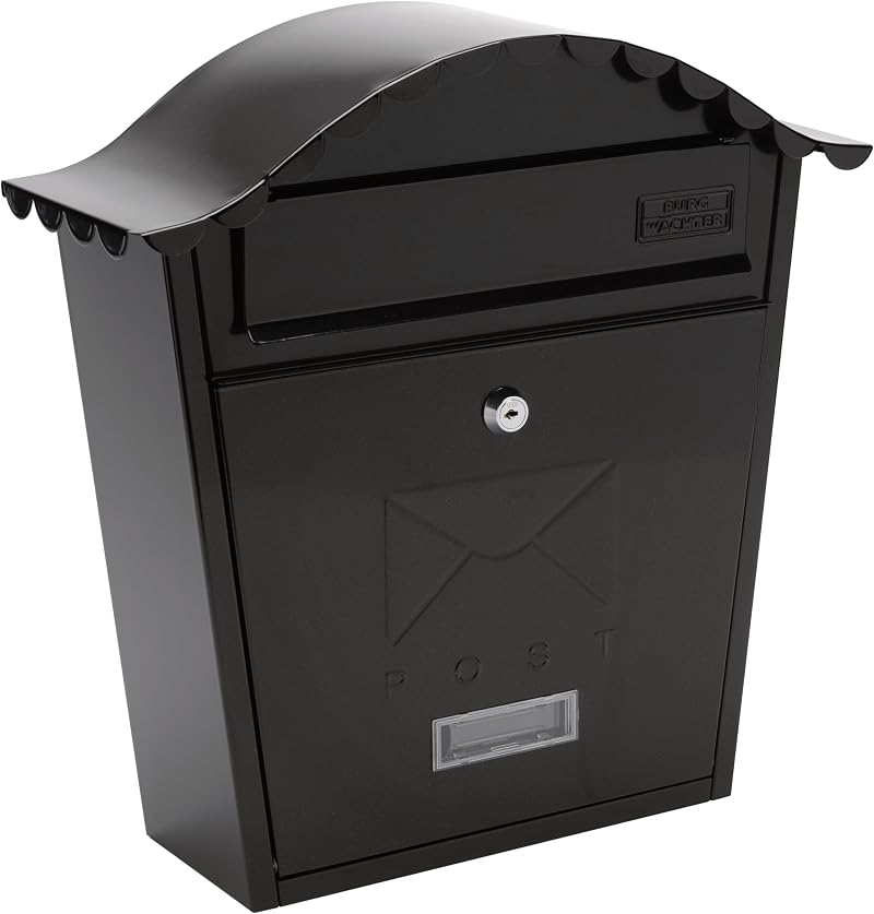 Burg-Wächter MB01BK Black Classic Wall Mounted Mailbox 36x37x13cm