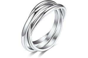 Bestyle Trinity Interlocking Band Rings for Women, Stainless Steel Stacking Cross Rings in Silver/Gold/Rose Gold/Black Tone, Minimalist Promise Ring for Love/Engagement/Wedding, Size 4-12