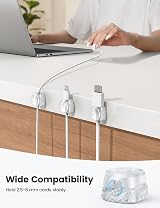 Lamicall 6 Pack Spring Cable Holder Clips Transparent 8mm No-Residue Adhesive view 5