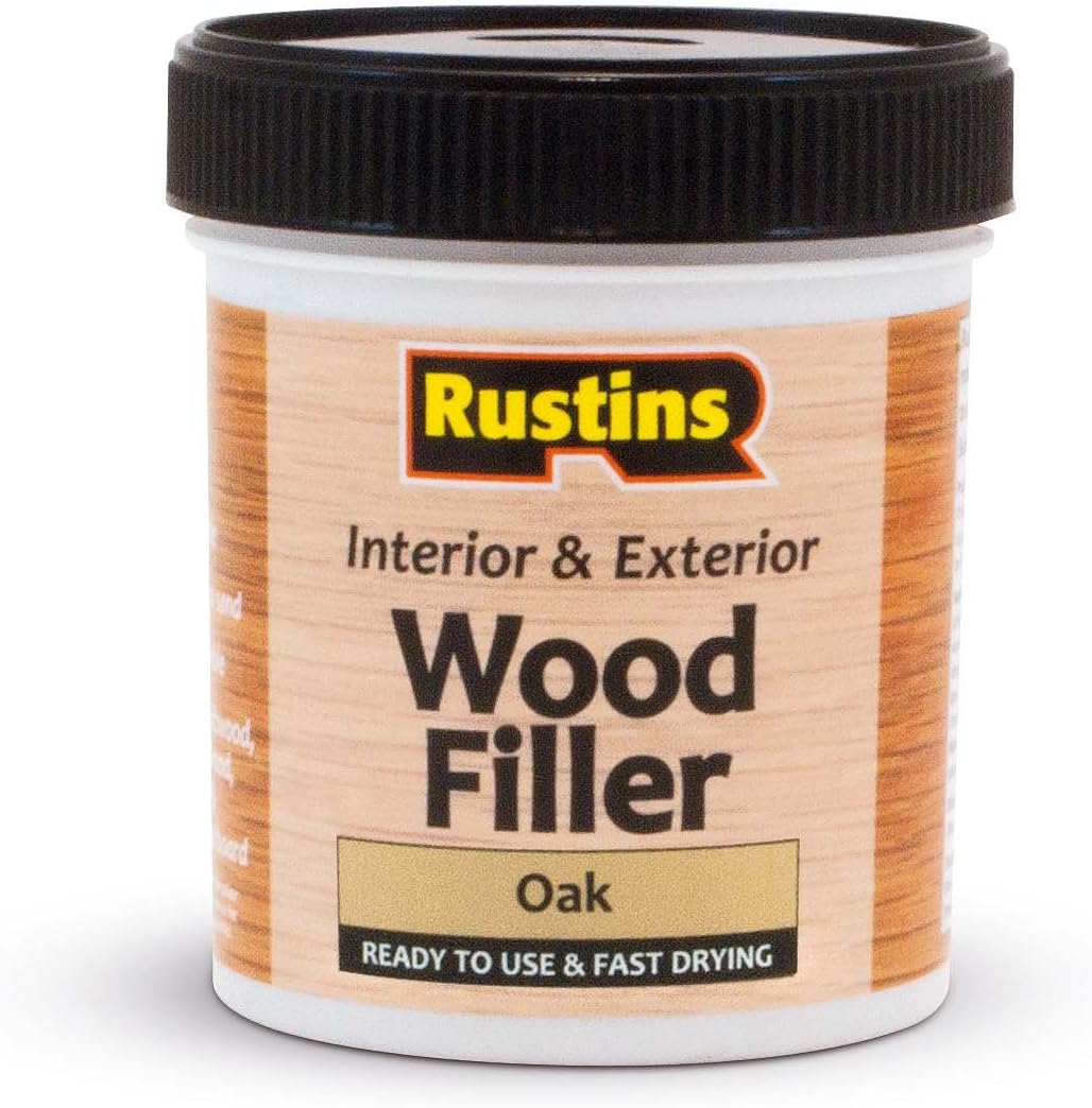 Rustins AWOOO250 Acrylic Wood Filler, Oak, 400g, Multi-Purpose Wood Repair Compound for Cracks Gaps, & Surface Imperfections