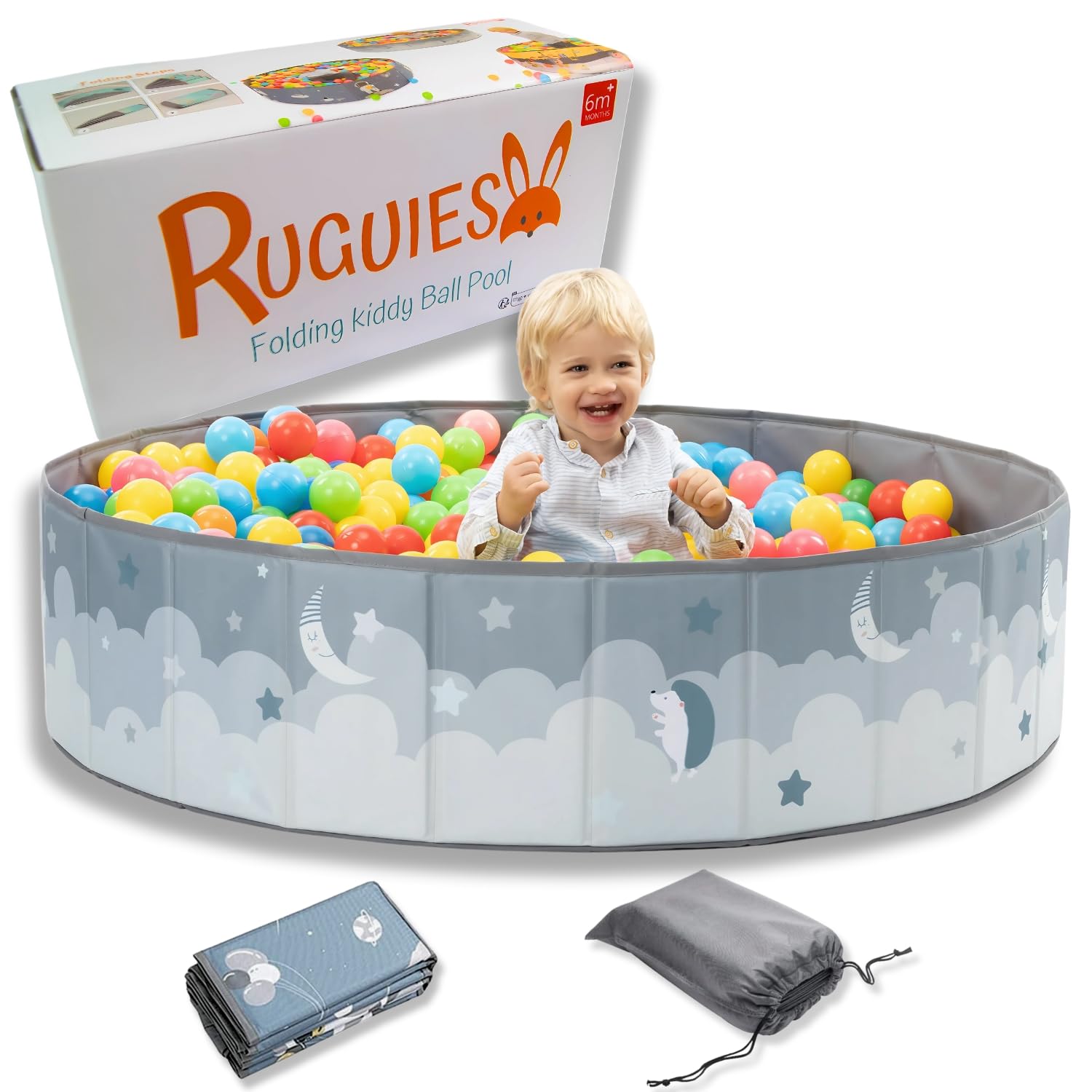 RUGUIES-Ball Pit for Baby- Baby Ball Pit- Kids' Ball Pits- Portable and Folding Ball Pool- Big Toddler Ball Pit- for Indoor and Outdoor- (Balls not Included).