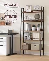 VASAGLE 5-Tier Ladder Shelf Narrow 30x80 cm Rustic Brown Ink Black LLS129B01 view 2