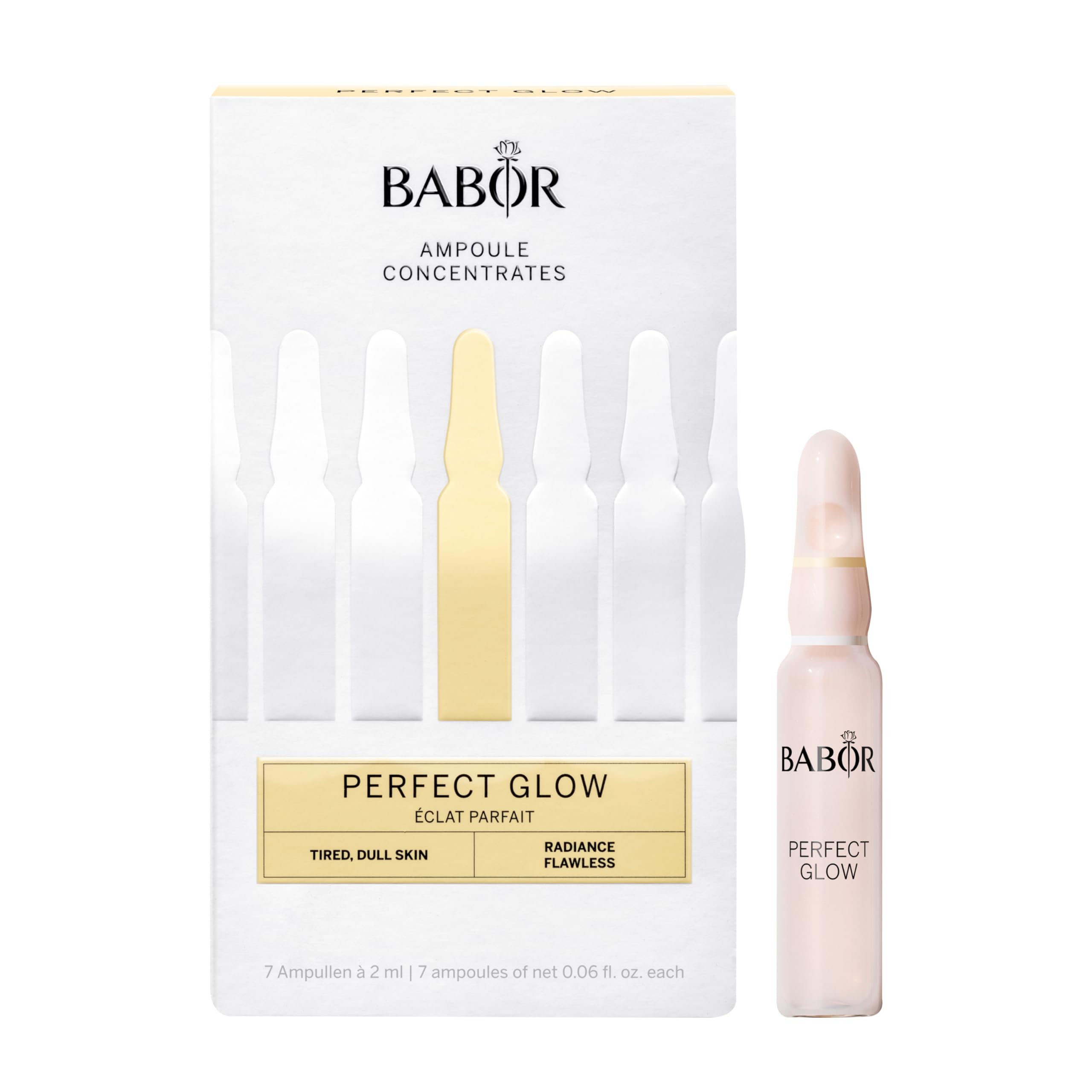 BABOR Perfect Glow Ampoule Serum Concentrates | Perfection Peptide P3 and Glow Pigments to Plump and Even Skin Tone, Brighten and Revitalize Dull and Dry Skin | 7 Day to Radiant Skin