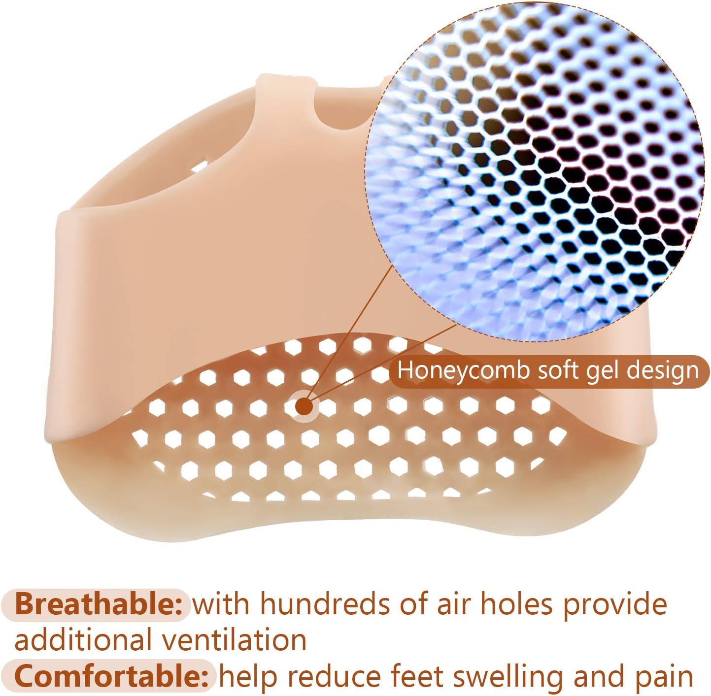 6 Pairs Ball of Foot Cushions Silicone Forefoot Pad Metatarsal Pads Support Soft Gel Foot Cushion for Reducing Forefoot Pain Callus Blisters (Natural and White): Health & Personal Care