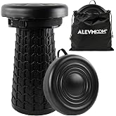 ALEVMOOM Upgraded Telescopic Collapsible Stool with Rotatable Cushion, 600lbs Heavy Duty Portable Folding Stool, Retractable Foldable Seat for Camping Fishing Outdoor &amp; Indoor Use Carry Bag Included