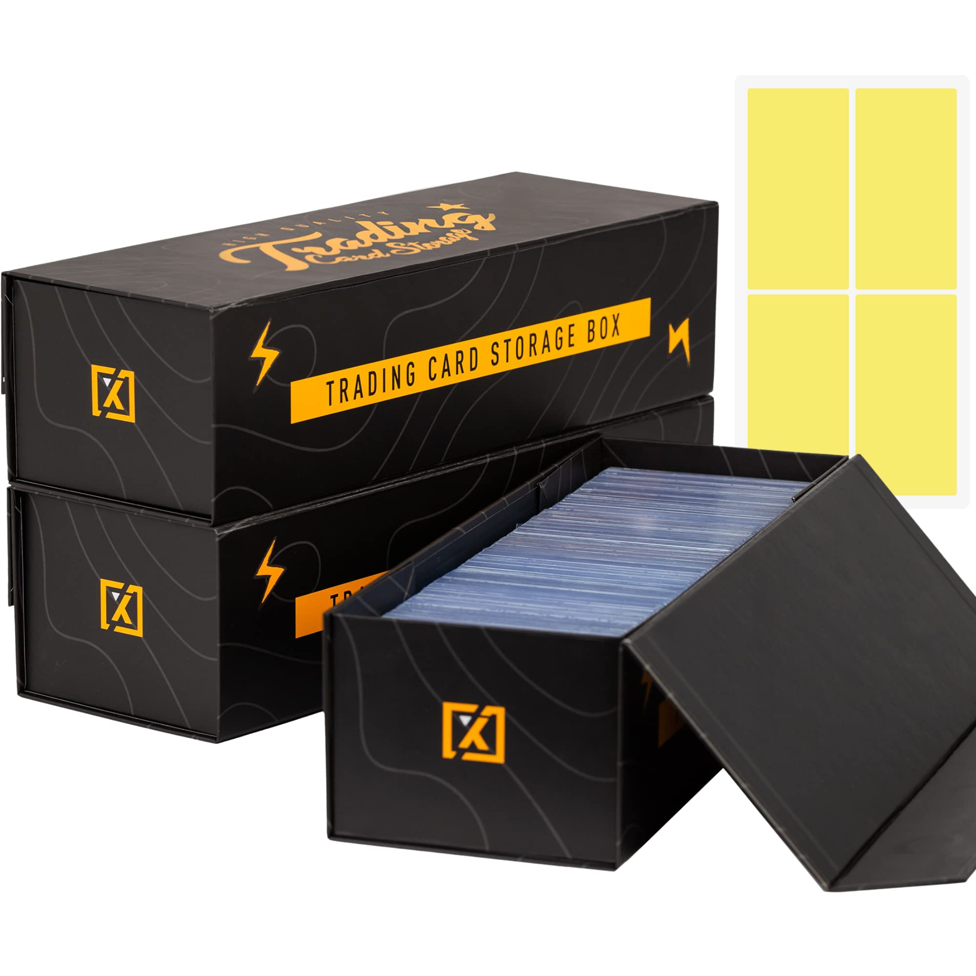 Photo 1 of HOMEXPRO Trading Card Storage Box [3 PACK] - Magnetic Lid | Fits 800 Cards, 200 Toploaders, or 50 One Touch - Baseball Card Storage Box - Labels included