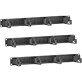 kwmobile 1U 19" Server Rack Cable Management Brackets (Pack of 3) - Steel Cable Organizers for Fiber Optic, Network, Patch Ca