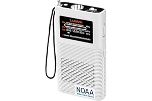 LIJIANI Pocket NOAA Weather Radio AM/FM Transistor, with Backlight,2W Flashlight,SOS Alarm, 15in Antenna, Earphone Jack, Replaceable1500mAh Battery,Best Reception Hurricane Tools