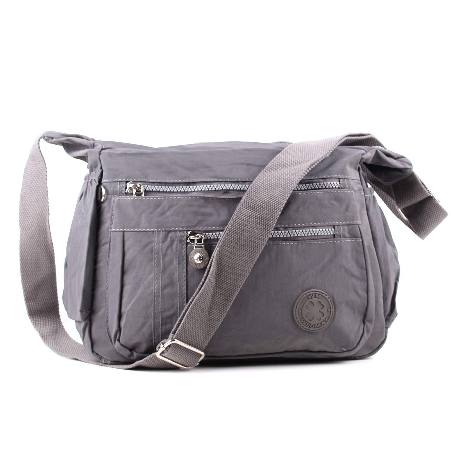 WEDMAY Women’s Casual Multi Pocket Nylon Cross Body Shoulder Bag Messenger Bags Handbag Tote Purse (WM1503 Grey)