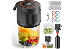 CooAoo Electric Mason Jar Vacuum Sealer Kit - 4 in 1 for Wide and Regular Mouth Jars, Wine Bottles, Bags, and Containers - Au